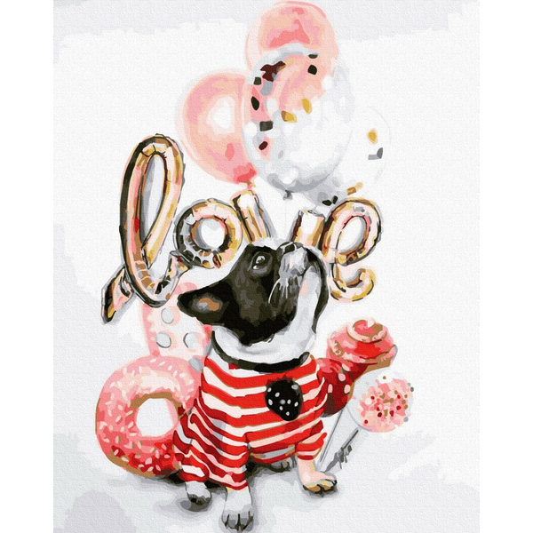 Картина по номерам Тварини, птахи та риби - Улюблений мопс