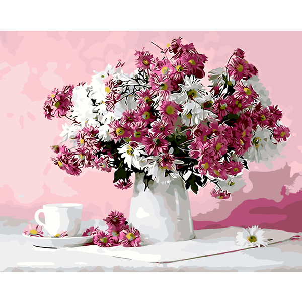 Картина по номерам Преміум картини - Натюрморт в рожевих тонах