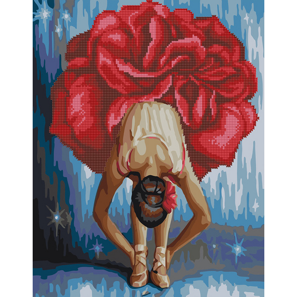 Комбінована алмазна мозаїка - Квіткова балерина