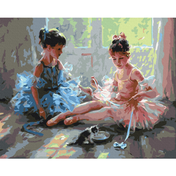 Картина по номерам Люди на картинах - Балерини з кошеням