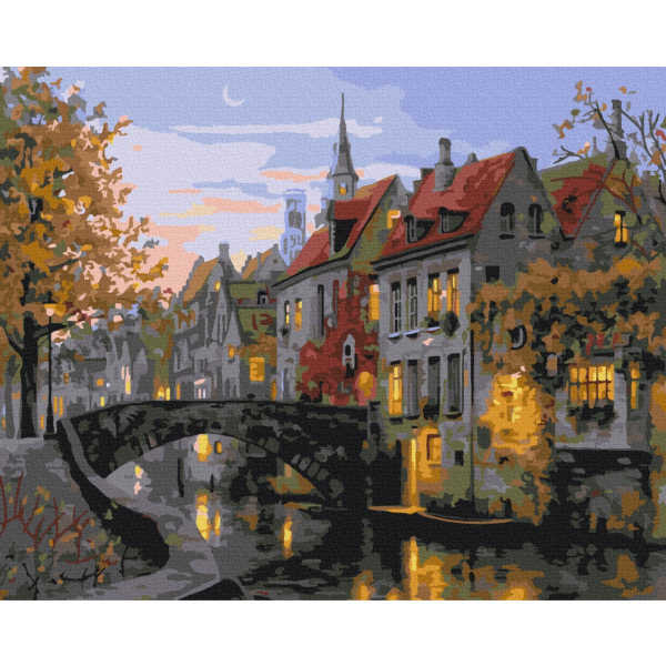 Картина по номерам Города - Сутінки в місті