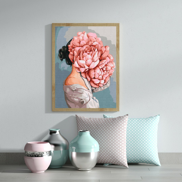 Картина по номерам Люди на картинах - Загадка пионов © Mykhailyshyna Daria