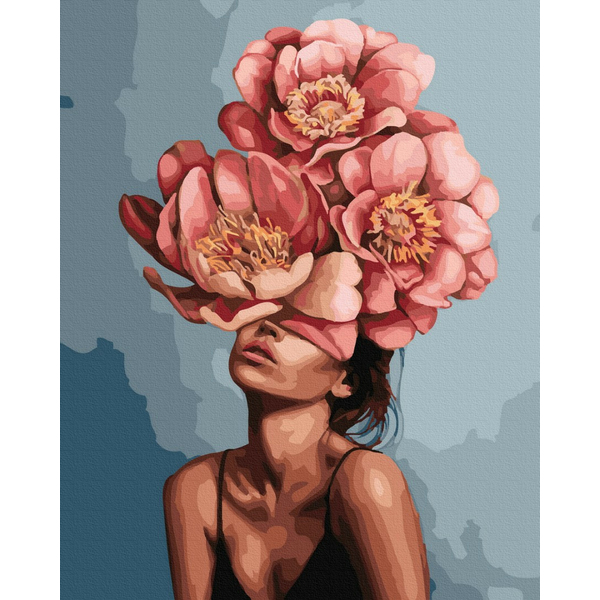 Картина по номерам Люди на картинах - Дівчина в квітучій півонії