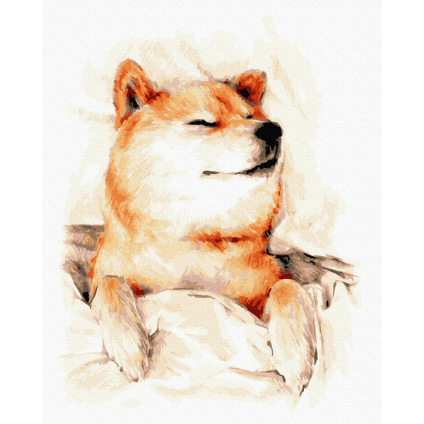 Картина по номерам Тварини, птахи та риби - Сонний Акіта-іну