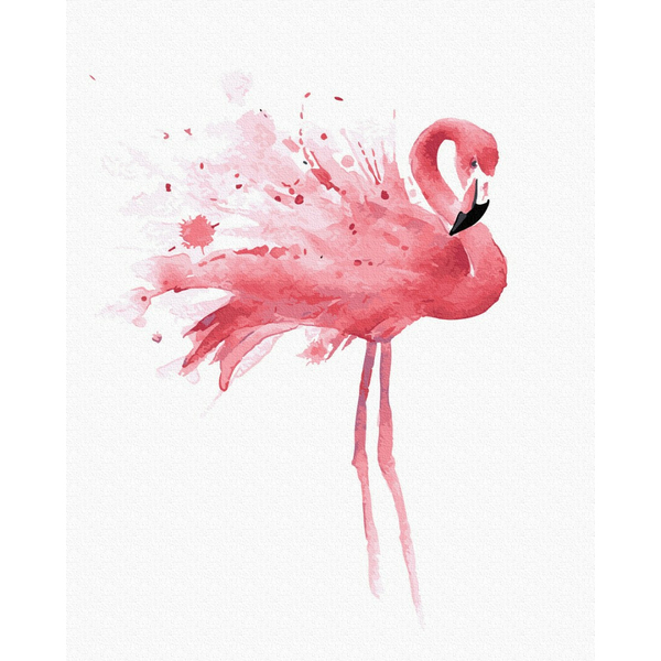 Картина по номерам Тварини, птахи та риби - Фламінго в мазках
