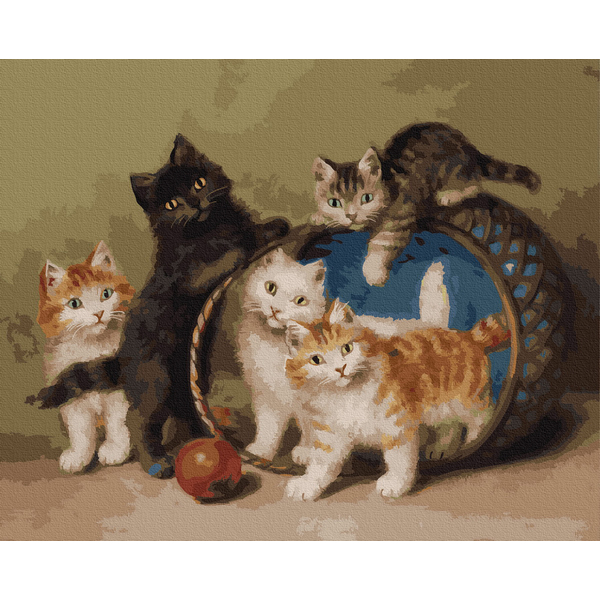 Картина по номерам Тварини, птахи та риби - Кошенята-бешкетники