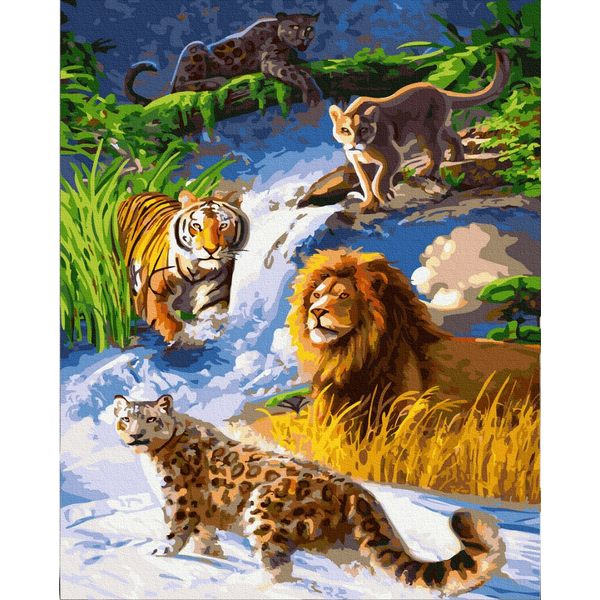 Картина по номерам Тварини, птахи та риби - Котячий водопій