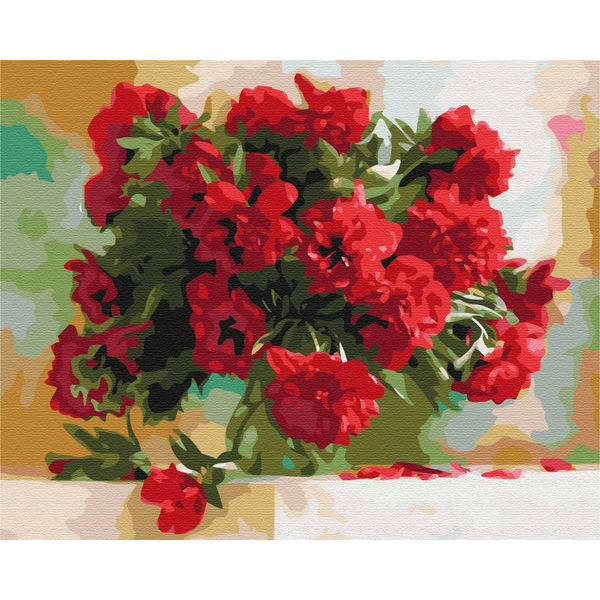 Картина по номерам Квіти - Красные пионы