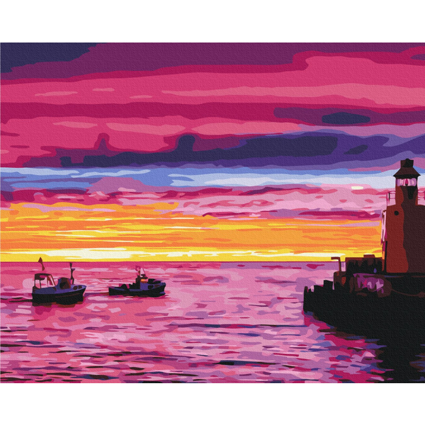 Картина по номерам Природа - Захід на причалі