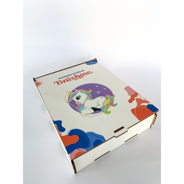 Дерев’яні пазли (281) - Єдиноріг в сердечках (Розмір S)