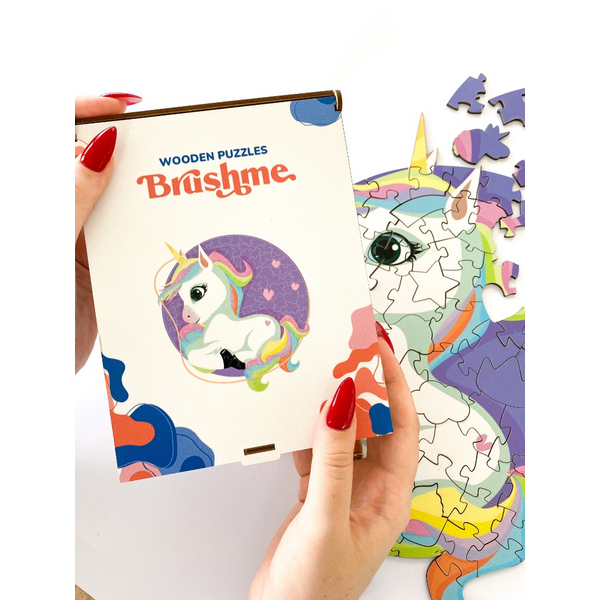 Дерев’яні пазли (281) - Єдиноріг в сердечках (Розмір L)