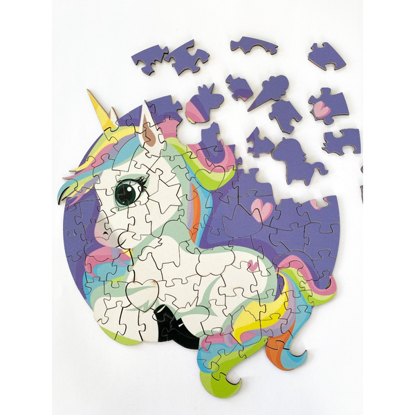 Дерев’яні пазли (281) - Єдиноріг в сердечках (Розмір L)