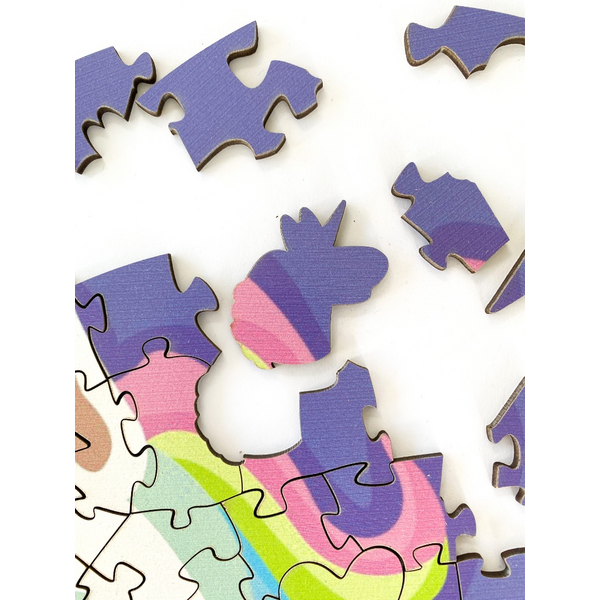 Дерев’яні пазли (281) - Єдиноріг в сердечках (Розмір L)