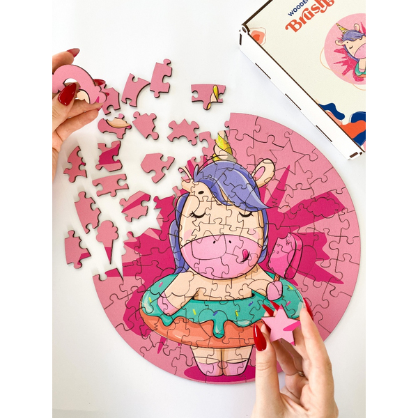 Дерев’яні пазли (281) - Єдиноріг з морозивом (Розмір S)