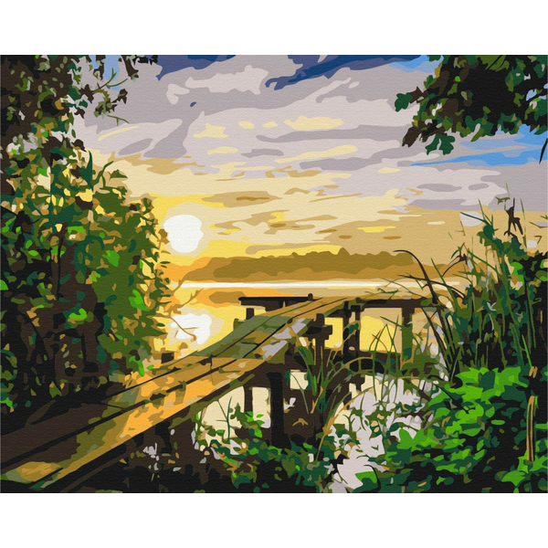 Картина по номерам Пейзажі - Захід на річці