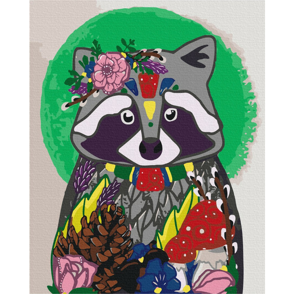 Картина по номерам Тварини, птахи та риби - Єнотик з дарами