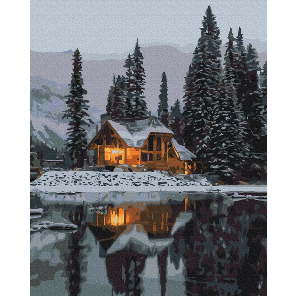 Картина по номерам Затишок, зима, Новий рік, Різдво - Засніжена ніч