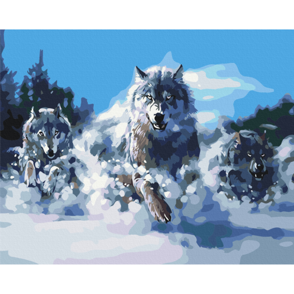 Картина по номерам Тварини, птахи та риби - Волки в движении