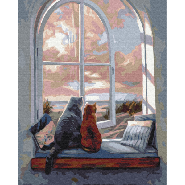 Картина по номерам Тварини, птахи та риби - Пейзаж для котиків