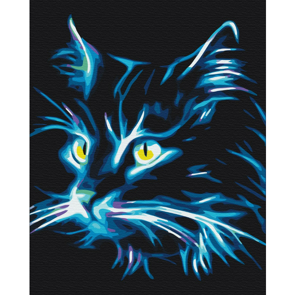 Картина по номерам Тварини, птахи та риби - Неоновий кіт