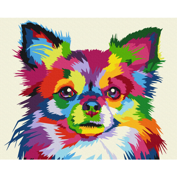 Картина по номерам Поп Арт - Різнобарвний песик