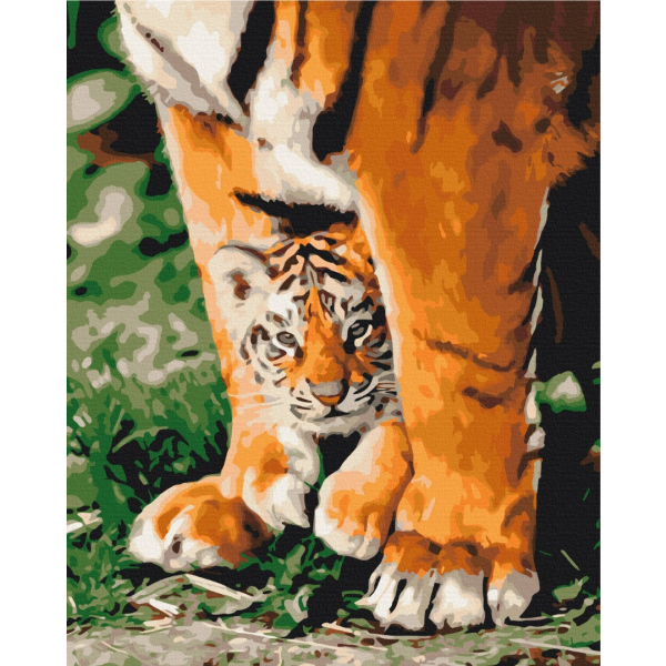 Картина по номерам Тварини, птахи та риби - Тигреня в могутніх лапах