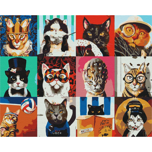 Картина по номерам Тварини, птахи та риби - Кото-колаж