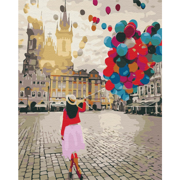 Картина по номерам Люди на картинах - Прогулянка з кульками