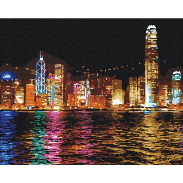 Картина по номерам Города - Нічний Гонконг