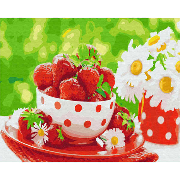 Картина по номерам Натюрморти - Клубничный перекус