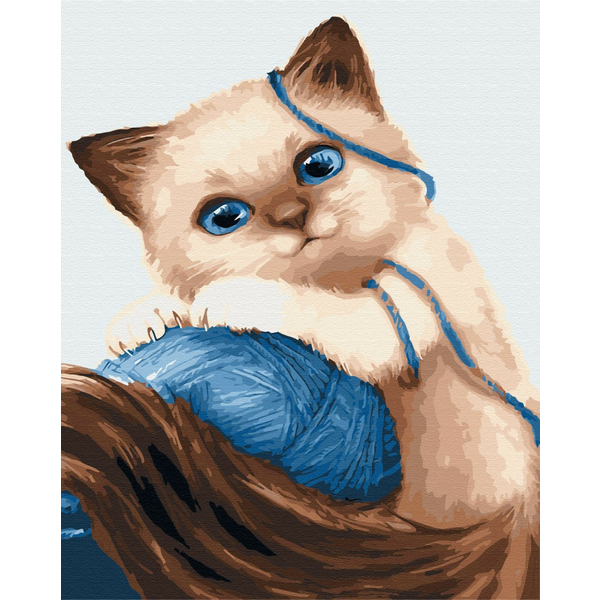 Картина по номерам Тварини, птахи та риби - Кошеня з клубком