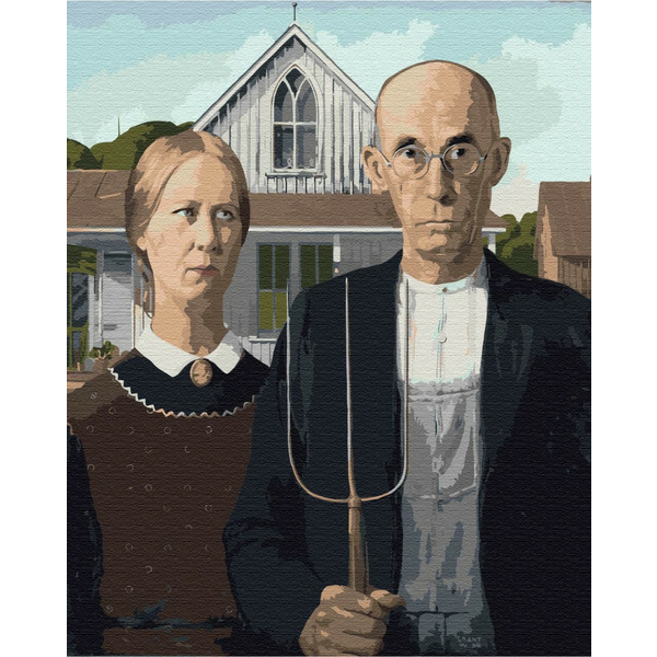 Картина по номерам Репродукції художників - «Американская готика», Грант Вуд