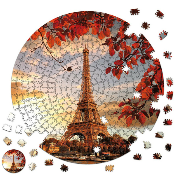 Дерев'яні пазли круглі - Ейфелева вежа