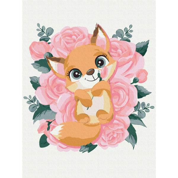 Картина по номерам Картины 30х40 - Лисичка в цветах