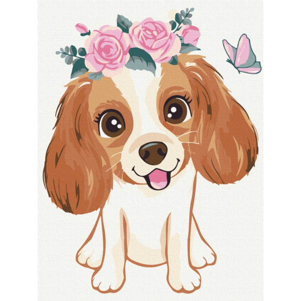 Картина по номерам Картины 30х40 - Собачка в веночке