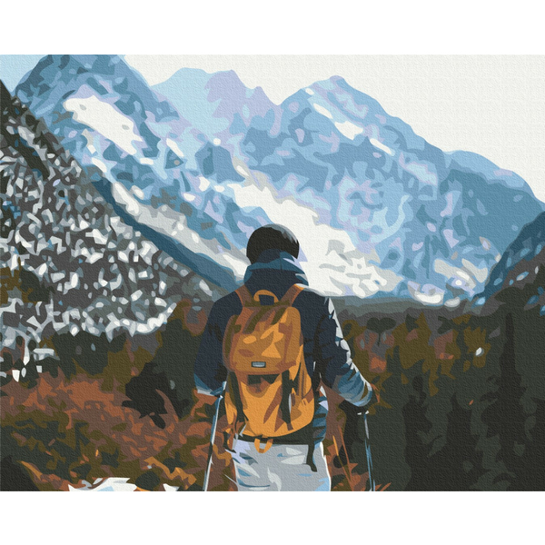 Картина по номерам Люди на картинах - Мандрівник в горах