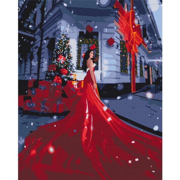 Картина по номерам Затишок, зима, Новий рік, Різдво - За мить до свята