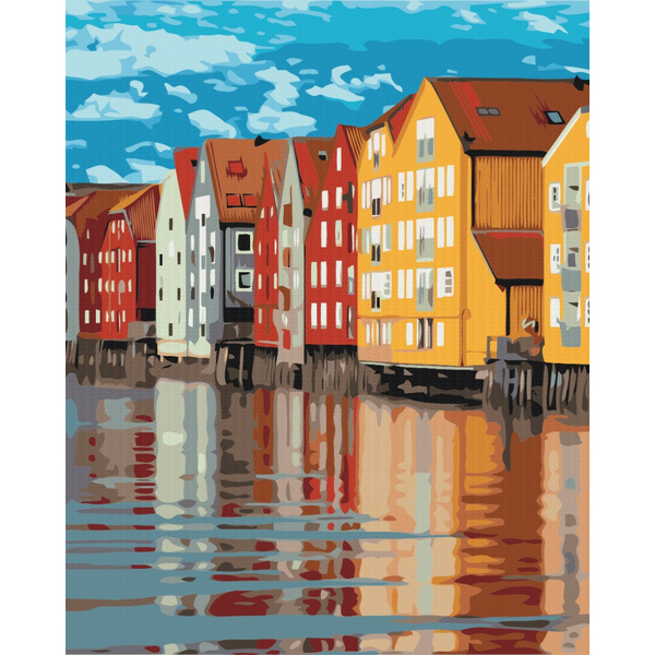 Картина по номерам Города - Кольорові будиночки