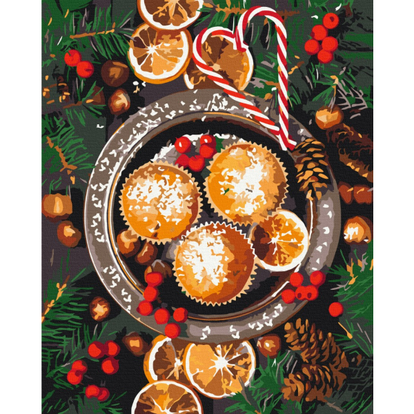 Картина по номерам Затишок, зима, Новий рік, Різдво - Рождественские вкусности