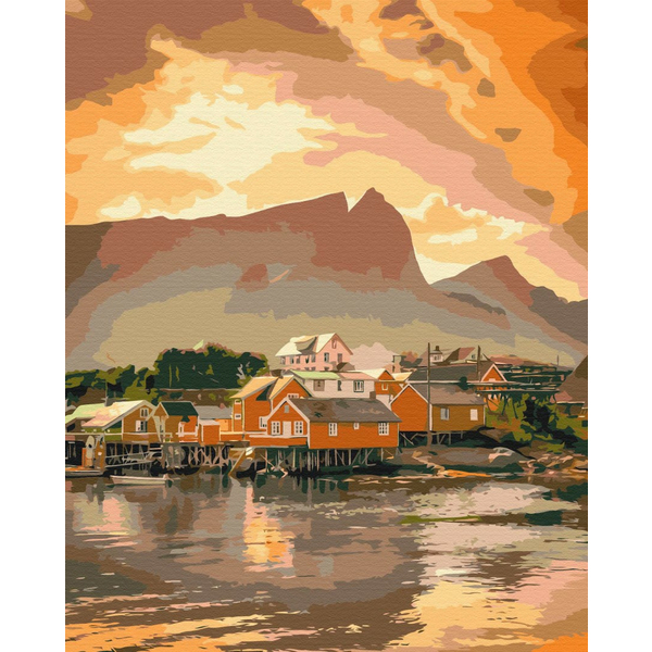 Картина по номерам Города - Затишний захід в Норвегії