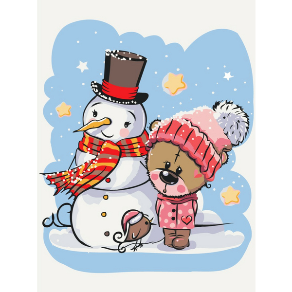 Картина по номерам Затишок, зима, Новий рік, Різдво - Святкові друзі
