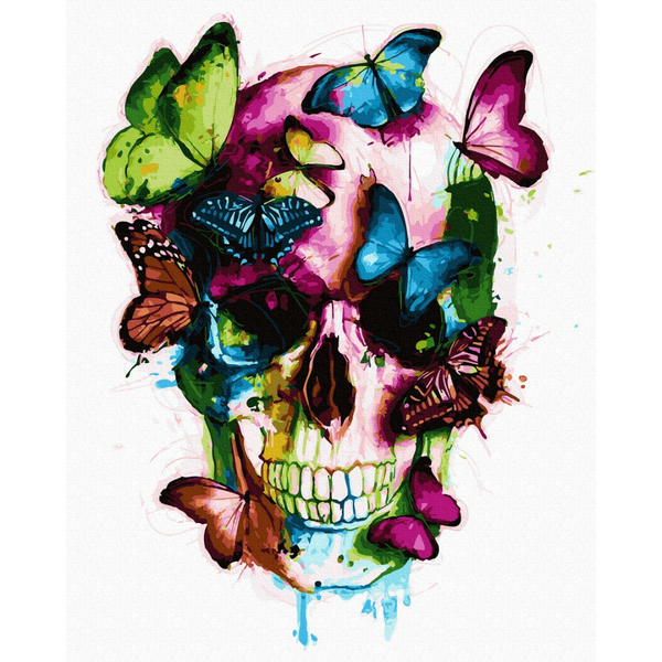 Картина по номерам Поп Арт - Череп з метеликами