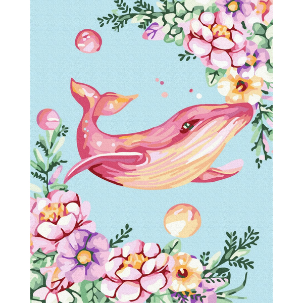 Картина по номерам Тварини, птахи та риби - Кит в квітковому арті