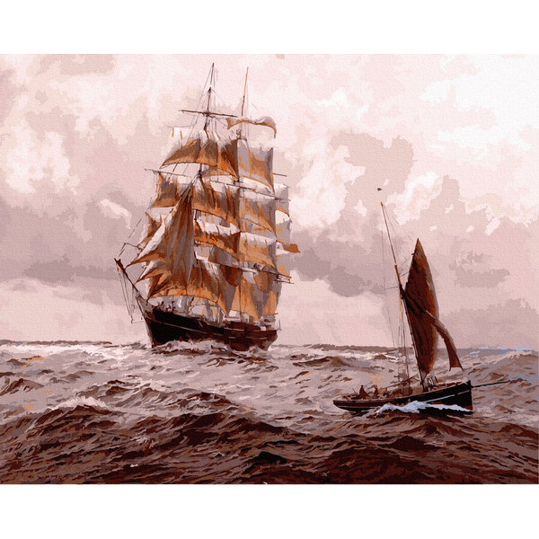 Картина по номерам Кораблі, автомобілі та літаки - Вітрильник в бентежному морі