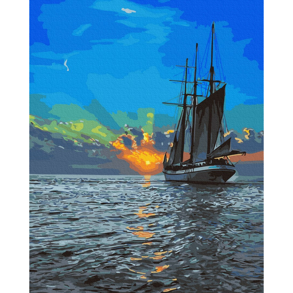 Картина по номерам Кораблі, автомобілі та літаки - Курс на захід