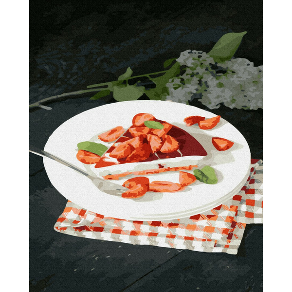 Картина по номерам Натюрморти - Полуничний чізкейк