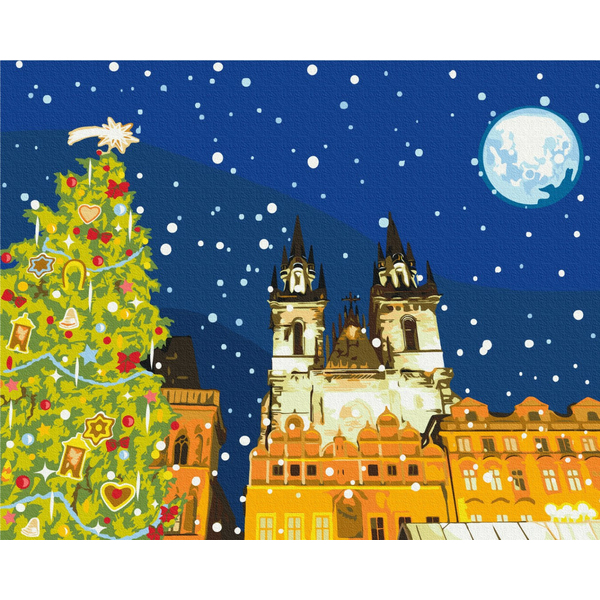 Картина по номерам Затишок, зима, Новий рік, Різдво - Новогодняя Прага
