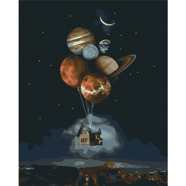 Картина по номерам Космос - Дом в стратосфере