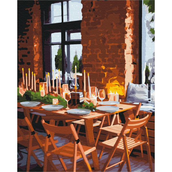 Картина по номерам Кораблі, автомобілі та літаки - Новорічний стіл