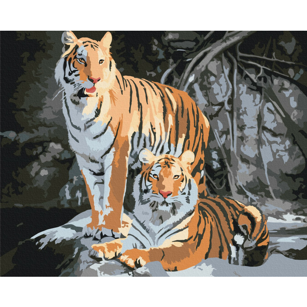 Картина по номерам Тварини, птахи та риби - Дикі тигри